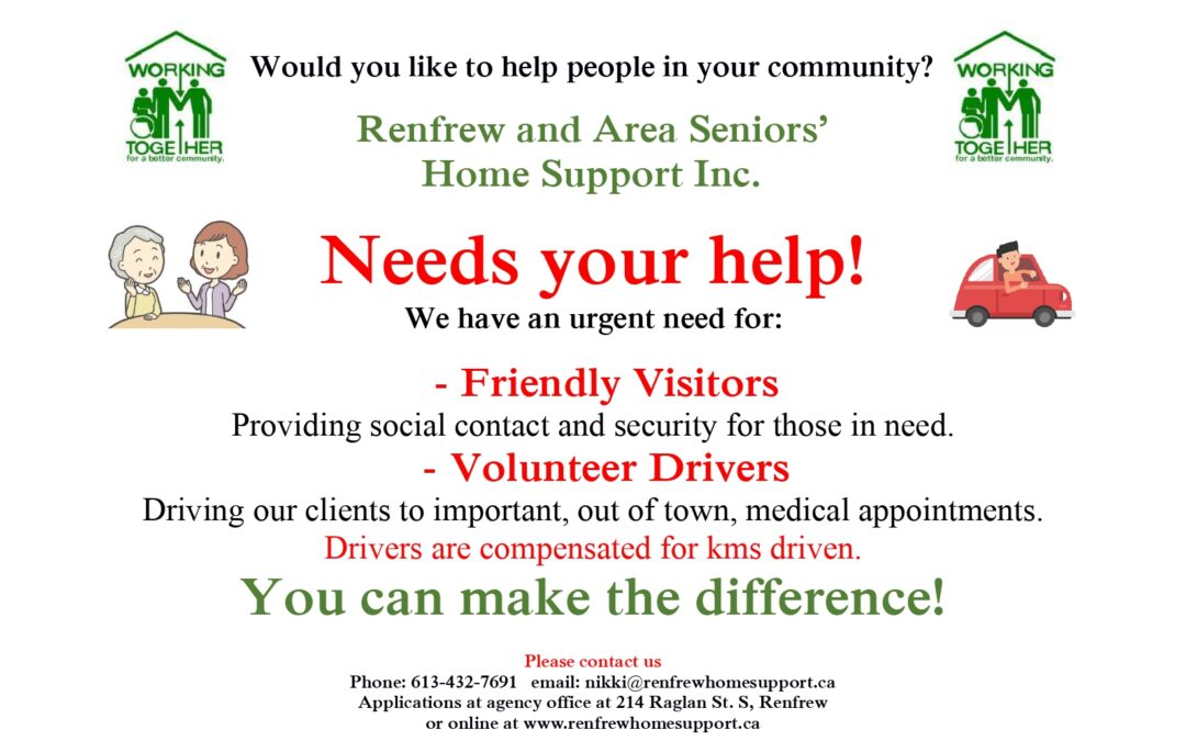 Friendly Visitors and Volunteer Drivers Needed